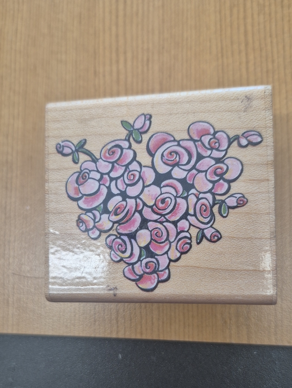 Wooden Rose Heart Decorative Stamp By Rubber Stampede